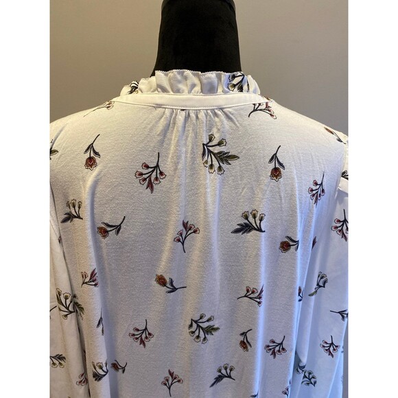 Loft Blouse Size XL Top Cream Long Sleeve Ruffle Collar 1/3 Button Front Dressy - Picture 6 of 10